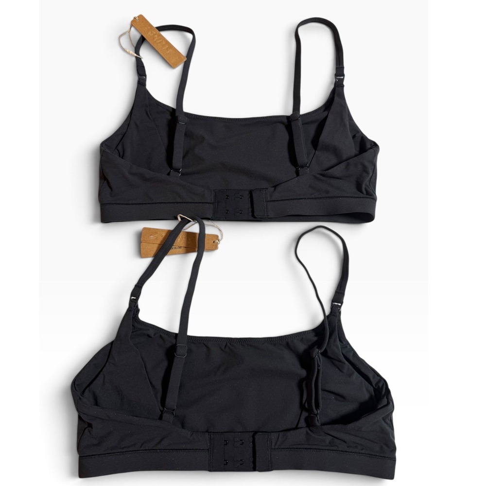 SKIMS Fits Everybody Maternity Nursing Scoop Bralette Onyx Black Set of 2 Small - Picture 3 of 6